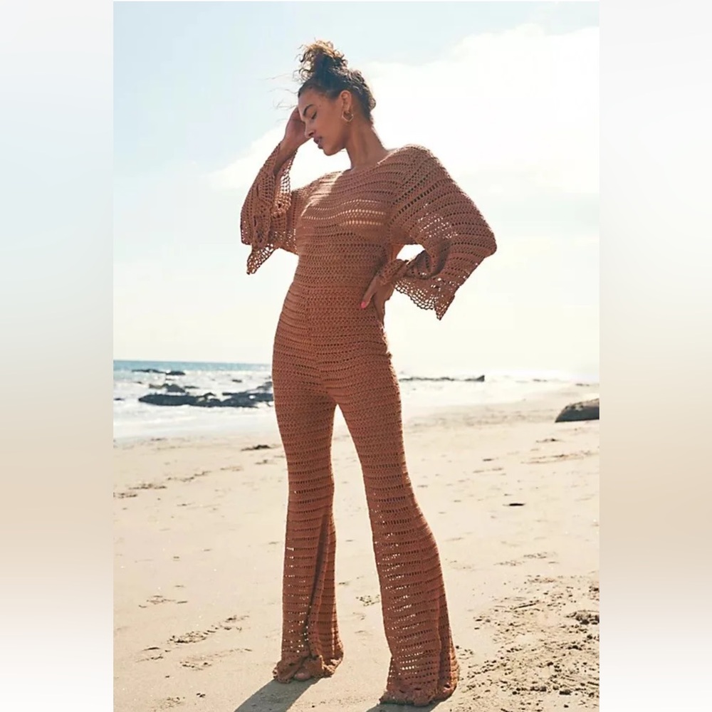 NWOT - rare - Free People Bali dessert roads crochet Jumpsuit - medium